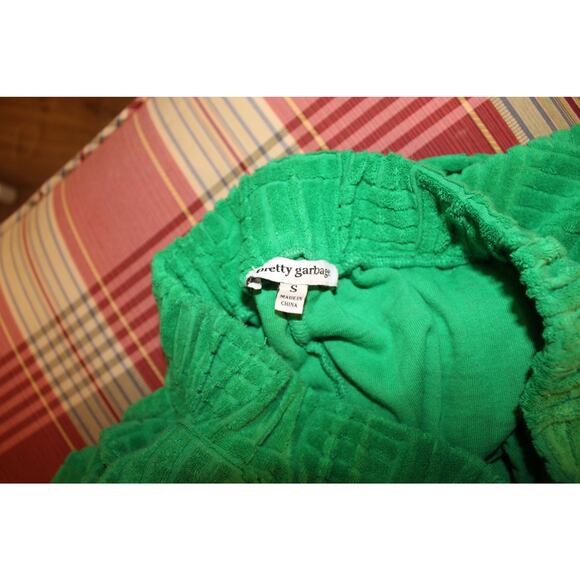 Pretty Garbage Green Textured One Shoulder Crop Top & Wide Leg Set Women’s S/M - Picture 5 of 6